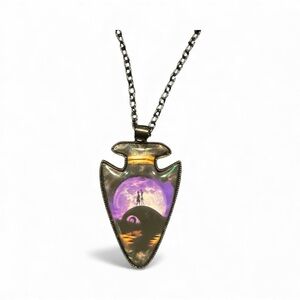 Arrowhead Pendant Necklace with Purple and Black Design